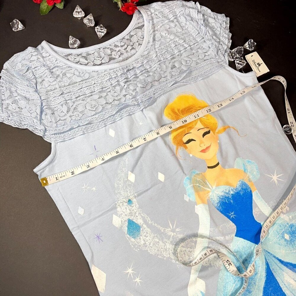 Disney Parks Cinderella Blouse Women Lace Ruffle Shirt Slipper Princess Top - Picture 4 of 16
